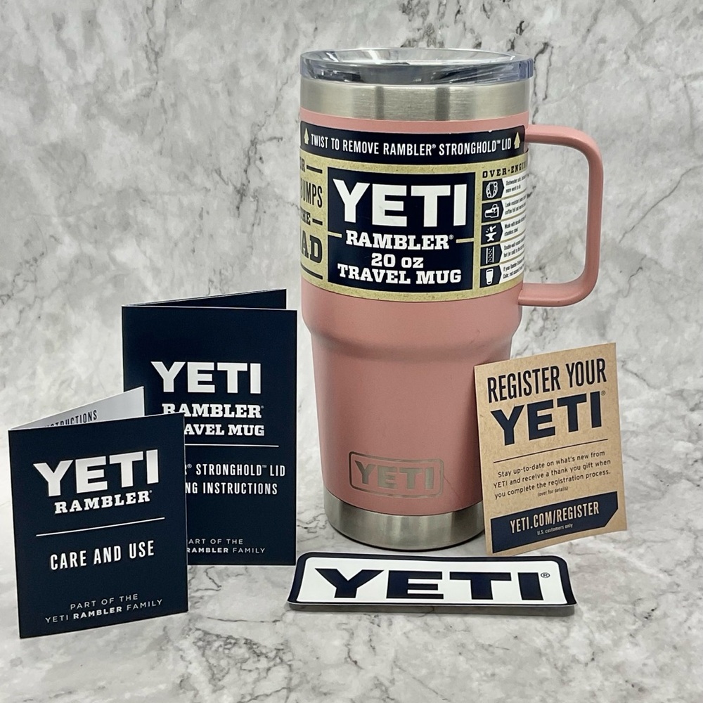YETI RAMBLER 20oz TRAVEL MUG  WITH MAGSLIDER LID STAINLESS STEEL DIRTY PINK